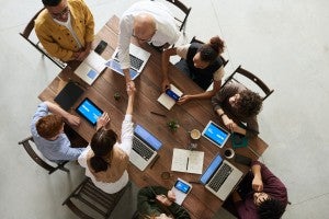 group of learners working at a table
