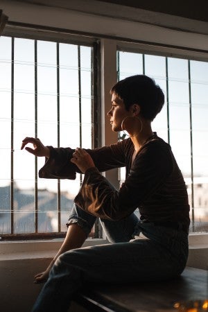 woman contemplating