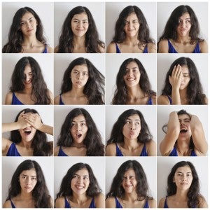 woman expressing different moods