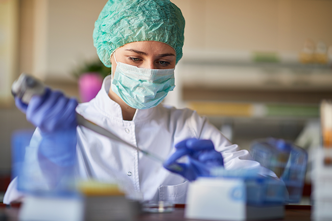 healthcare worker working in lab