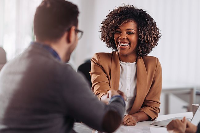 shaking hands after successful interview