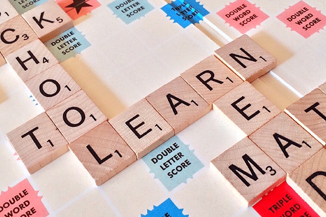 scrabble word learn spelled out