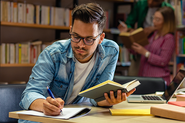 student studying