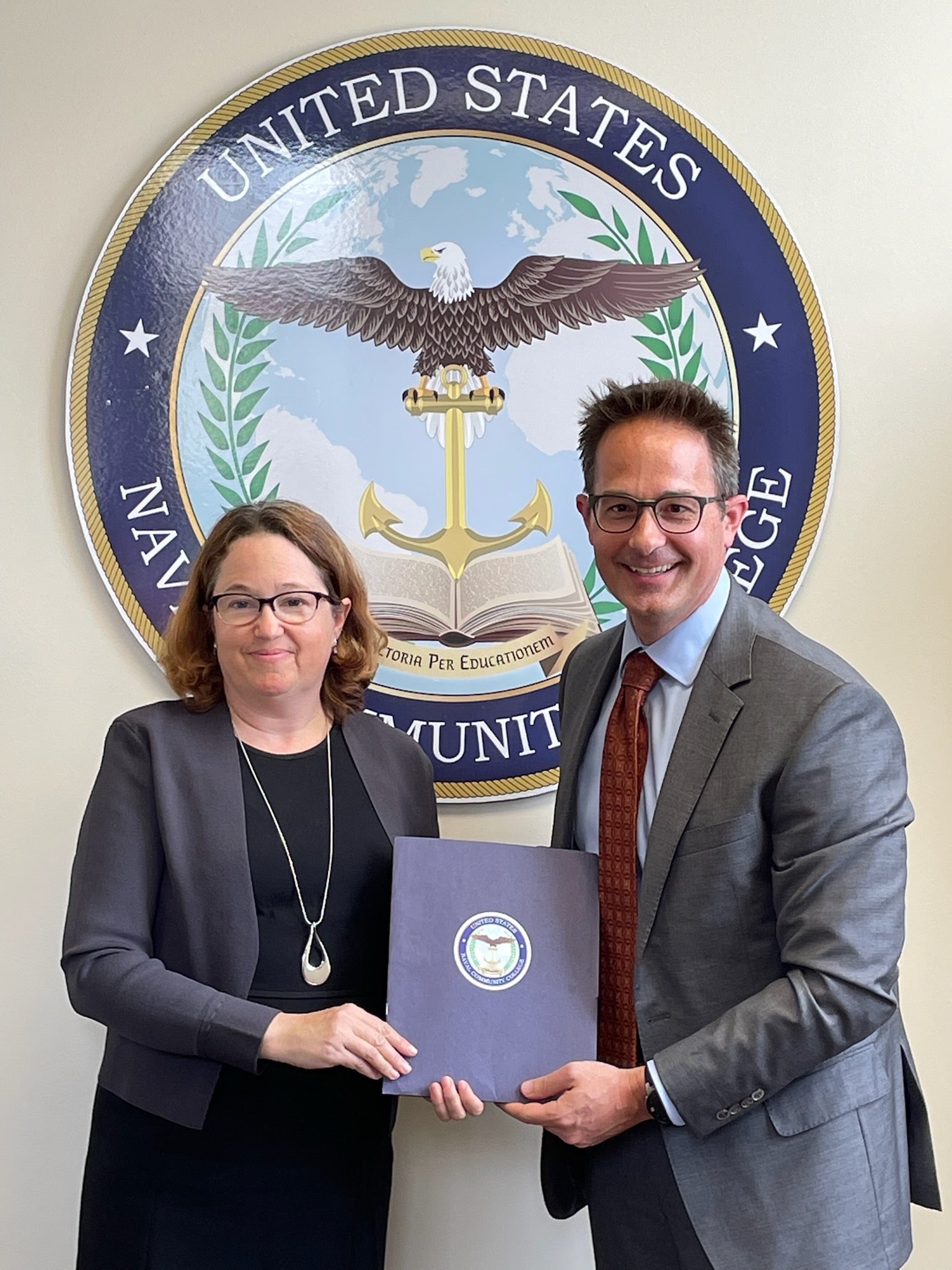 U.S. Naval Community College President, Dr. Randi Cosentino and WGU’s Vice President of Partnerships, Dr. Spencer Stewart