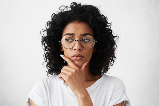 student pondering