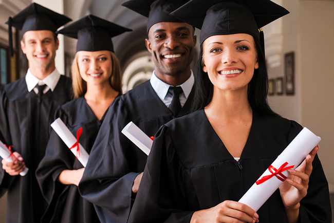 Students in line to Graduate