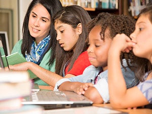 teacher with students