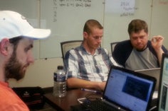 Students working on computer project