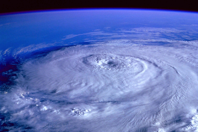 A hurricane seen from low earth orbit