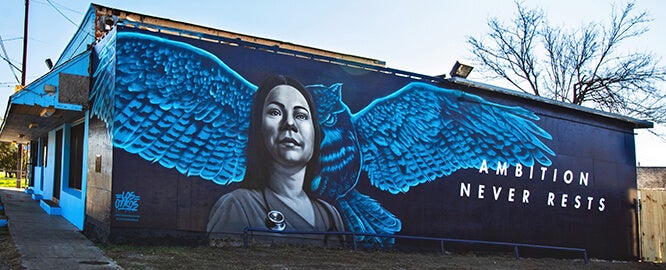 Ambition Never Rests mural, full view