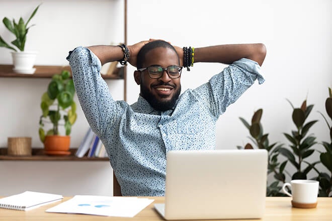 Man working from his home office
