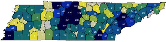Degree map of Tennessee