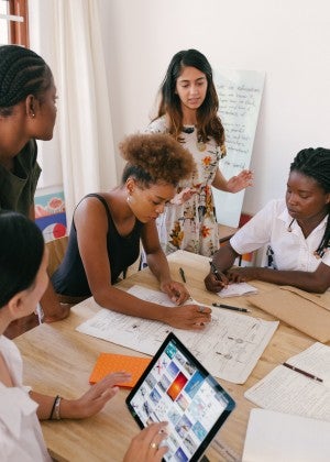 women collaborating on a project