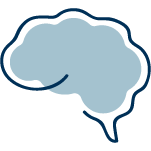 blue line drawing of a brain