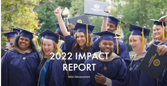 2022 Impact Report - group photo of WGU graduates holding up their diplomas
