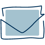 Blue line drawing of an envelope
