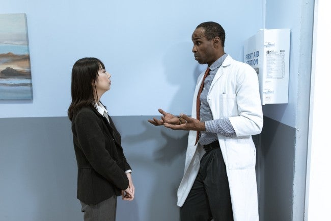 Health pro talking to patient