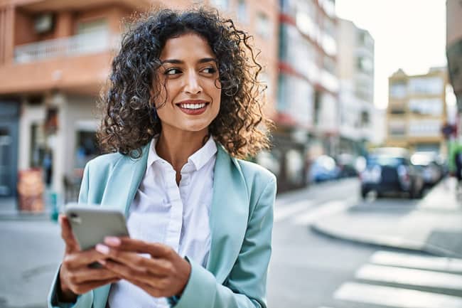 woman with phone