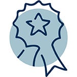 line drawing of a blue ribbon