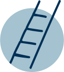 blue line drawing of a ladder