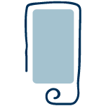 blue line drawing of a cell phone