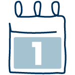 Icon of a blue calendar with the number one on it