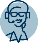 blue icon of of call center member
