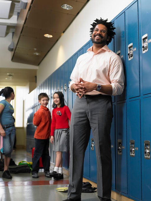 Elementary school principal in the hallway