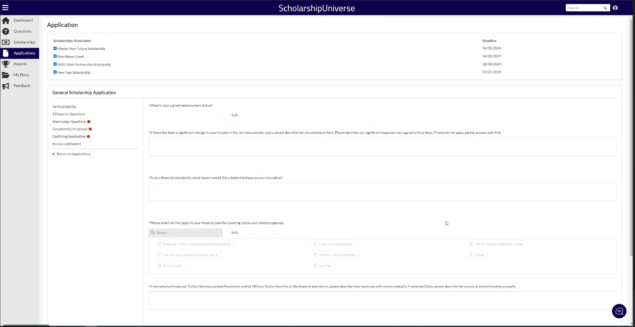 Scholarship Universe Dashboard