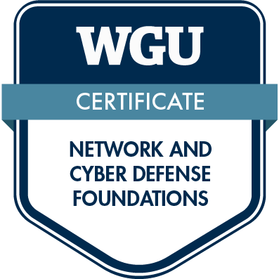 WGU Network and Cyber Defense Foundations certificate badge