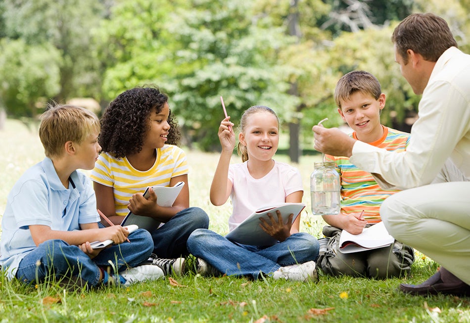 Students working outdoors