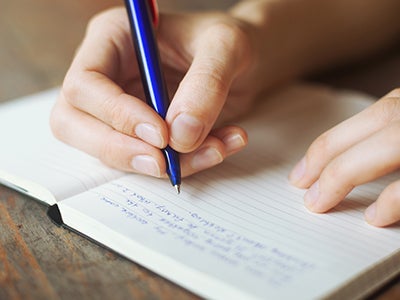 Someone writing in there journal