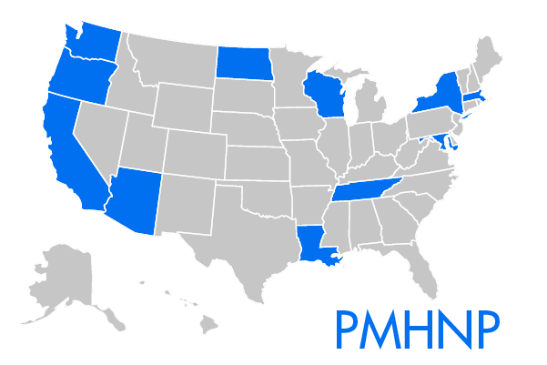 Due to the clinical requirements of this degree program, the PMHNP is currently NOT open to students who have a permanent residence in the following states: Arizona, California, District of Columbia, Louisiana, Maryland, Massachusetts, New York, North Dakota, Oregon, Tennessee, Washington, and Wisconsin.